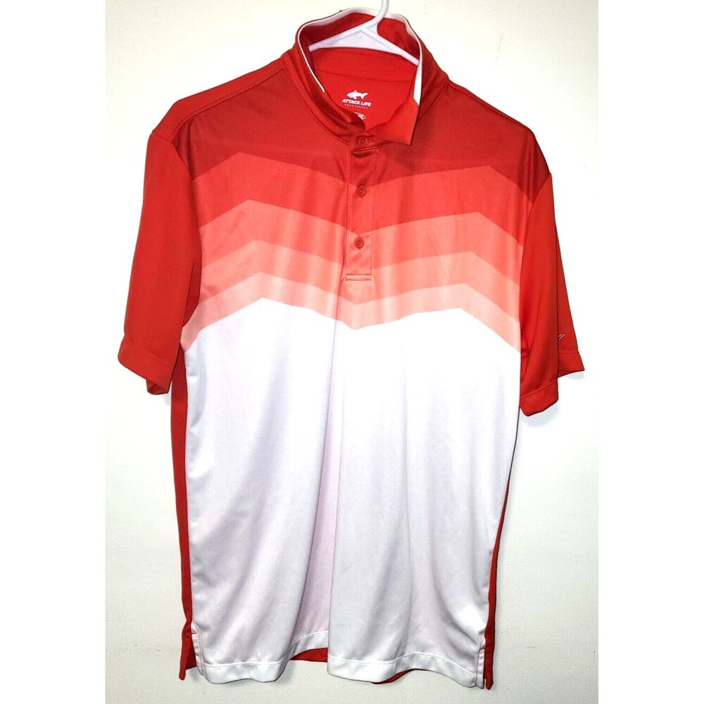 Greg Norman Attack Life Malden Ombre Stripe Performance Polo Shirt Size M